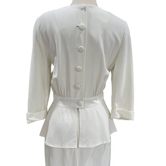 DB Designs Vintage Peplum Midi Dress Size 8 White Lace Modest Wedding USA - Picture 11 of 15